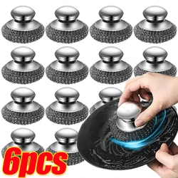 Stainless Steel Pot Brush With Handles Dishwashing Wire Ball Heavy Duty Metal Scrubber For Dishes Pan Household Cleaning Tools