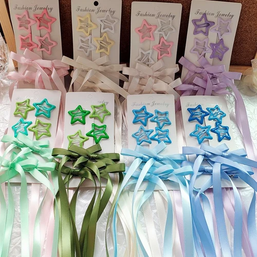 8 unids/set de pinzas para el cabello con lazo de cinta larga, pasadores de cocodrilo Y2k, accesorios para el cabello para mujer y niña, tocados de concierto