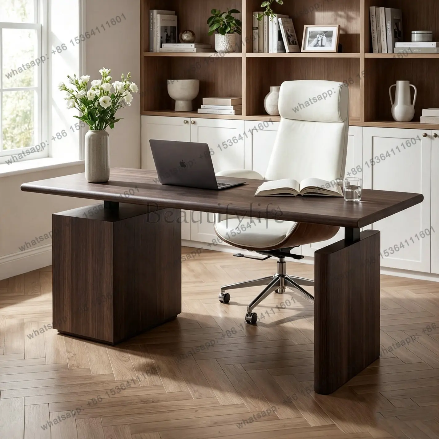 PG electric lifting solid wood desk smoky color antique home learning computer desk office storage e-sports workbench
