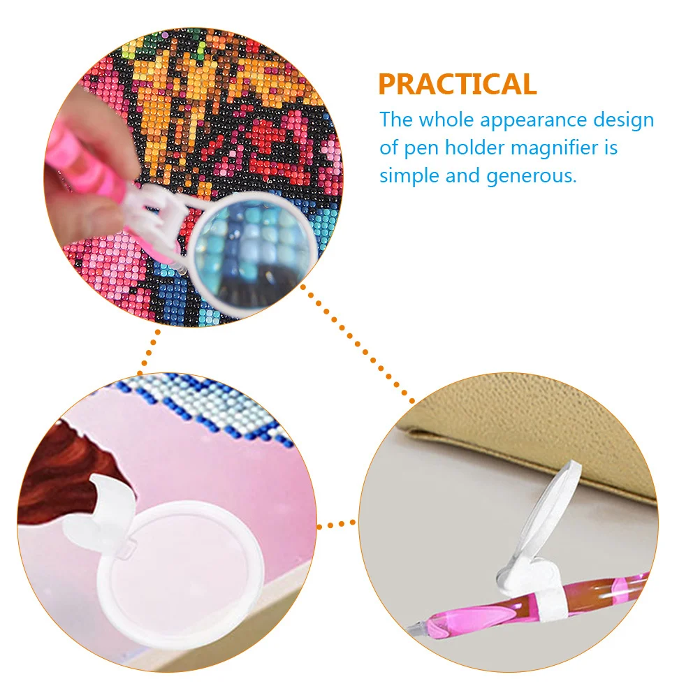 

4Pcs Pen Holder Magnifier Diamond Arts Folding Magnifying Lens Portable Painting Drill Pen Magnifying Glass Rhinestone Sticky