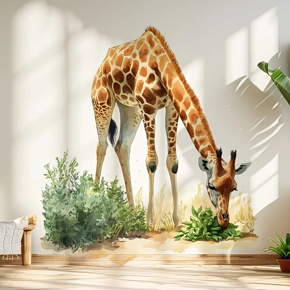 1 Giraffe Wall Decal, Colorful Wall Art Decoration, Peel and Stick, Suitable for Home, Room, Bedroom, Living Room, Bathroom Wall Decoration