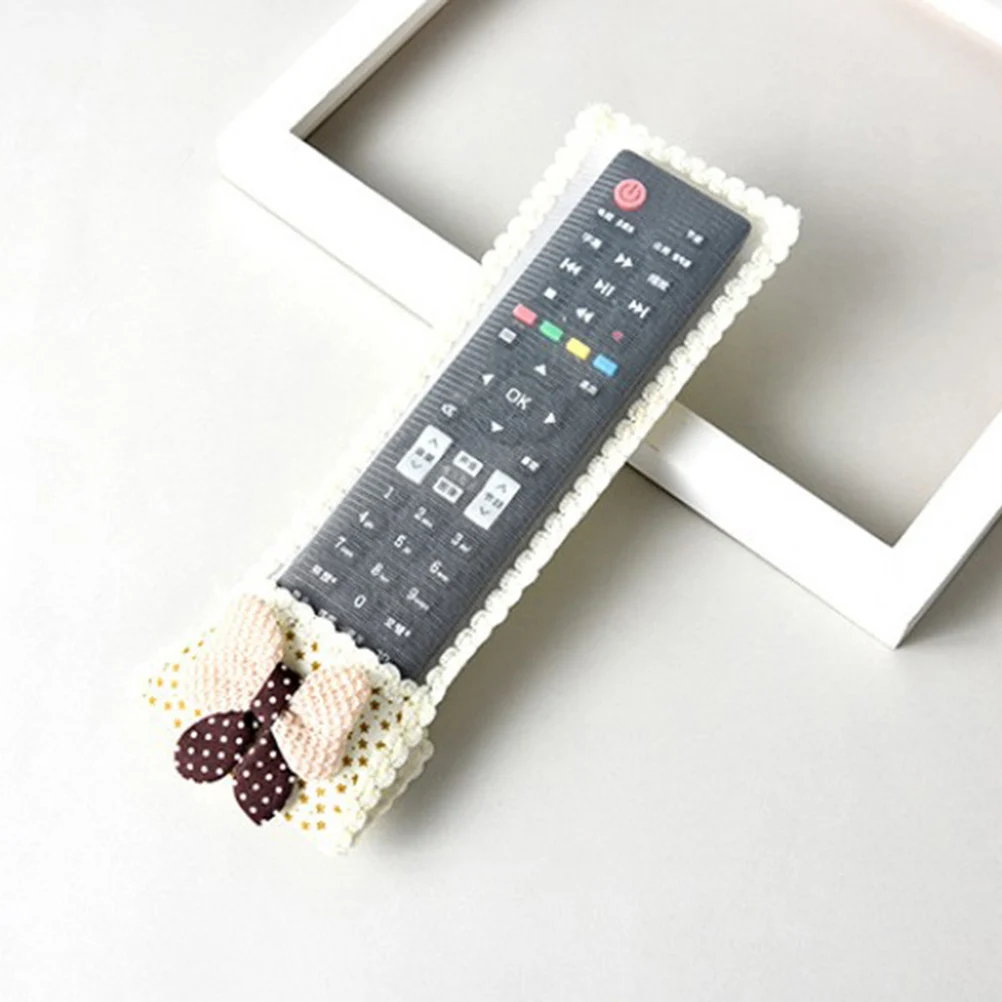 

1Pcs European Style Lace Cover Remote Control Creative Beige Bow-Knot Pattern Large Size Fabric Protective Case Stain-Resistant