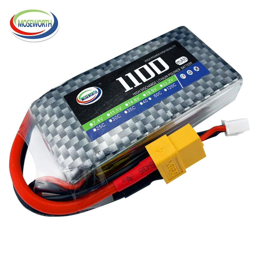 Moseworth RC LiPo Battery 3S 120C 1100 1300 1500 1800 2200mAh For RC Airplane Drone Boat 11.1V LiPo 3S Lipo Battery 2200mah