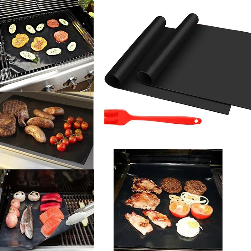 33x40cm High Temperature Resistant BBQ Barbecue Mat Non Stick Fiberglass Barbecue Mat Ptfe Barbecue Mat 2 Pack A Set