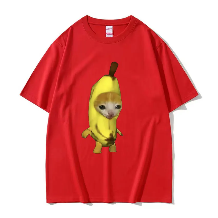 Funny Cute Banana Cat Happy Bananacat Meme Graphic Women T-shirt Shirt Summer Casual Short Sleeve T-shirt Unisex Oversized Tees