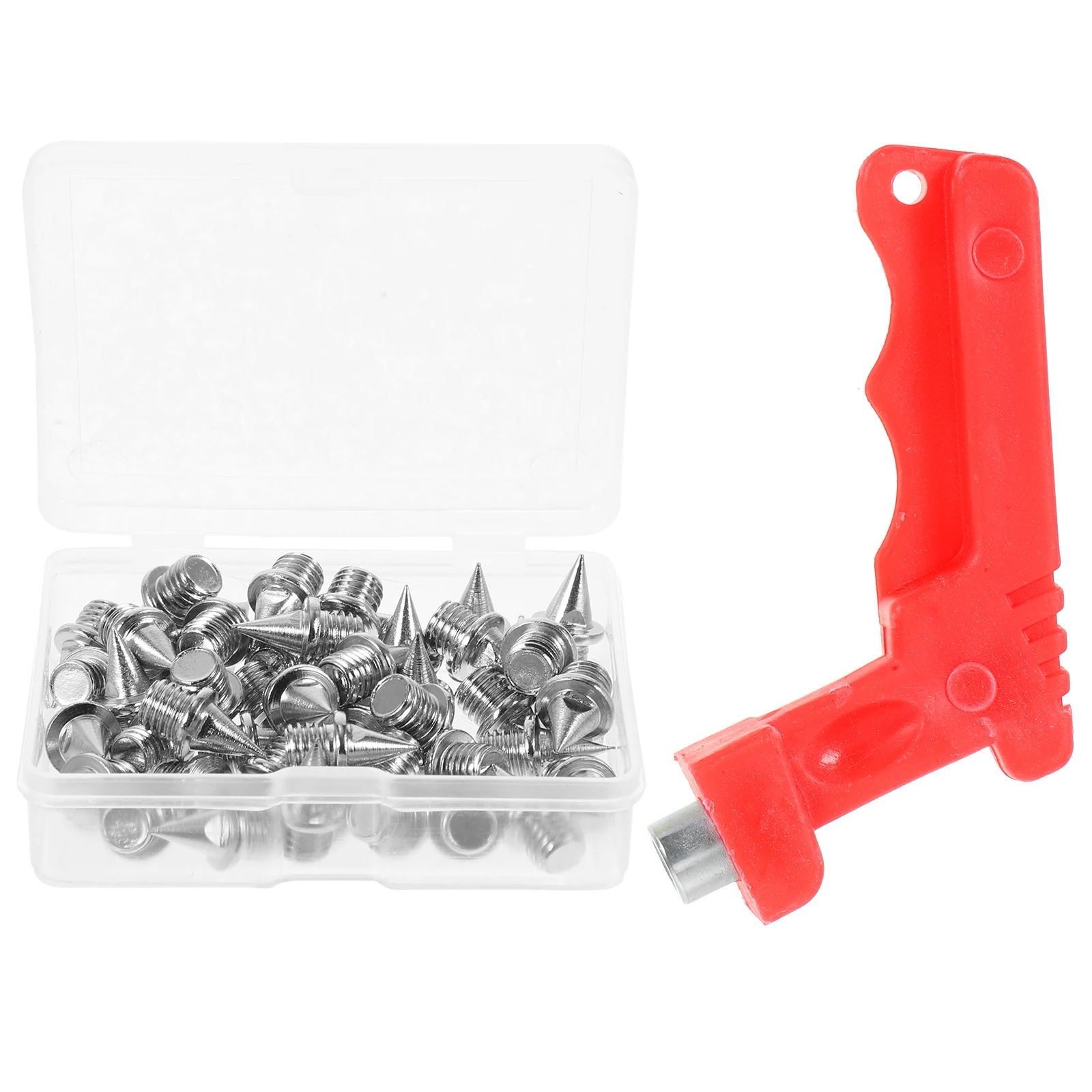 

1 set Track Replacement Set Silver Steel Golf Shoe Spikes for Running Anti Skid Kit Jump Spikes 50 Wrench Box
