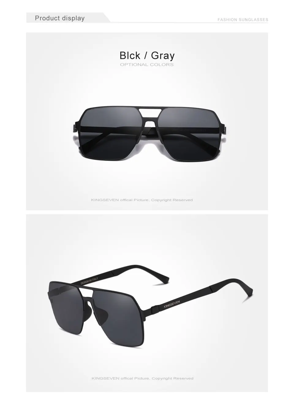 KINGSEVEN Herren Polarisierte Sonnenbrille Luxus Ultra Dünne Bügel UV400 Sonnenbrillen für Männer UV400 Brillen – Detail 3
