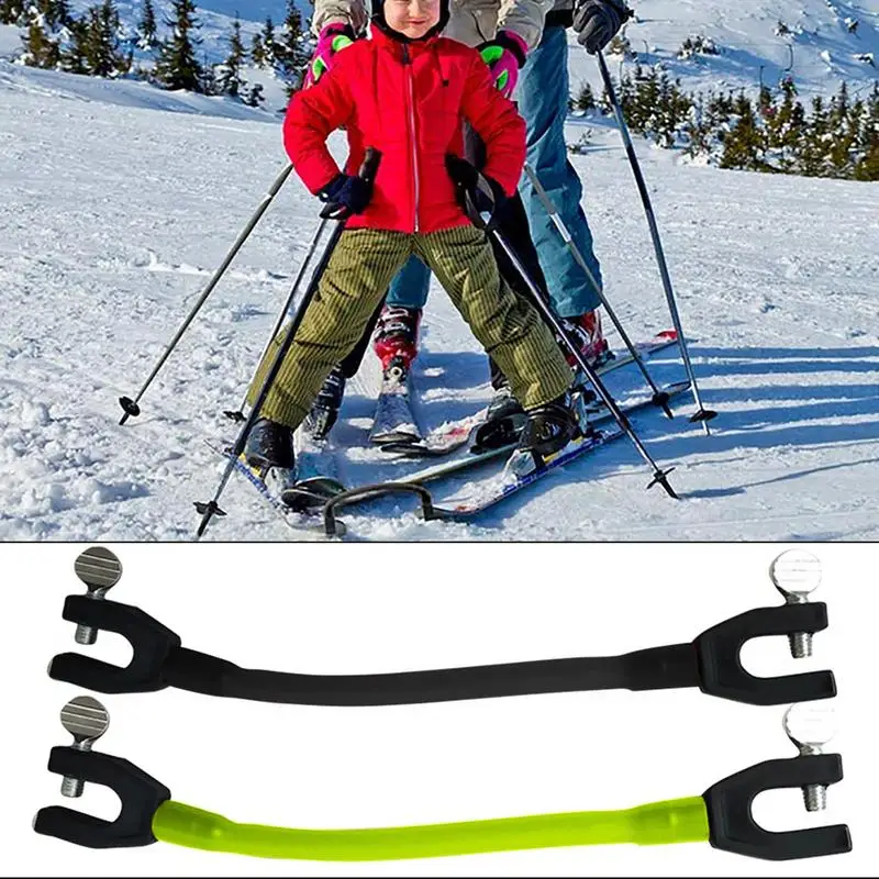 

Ski Tip Connector Stainless Steel 2pcs Portable Ski Training Aid Easy Snow Ski Training Tools Ski Assistants For Snowboarding