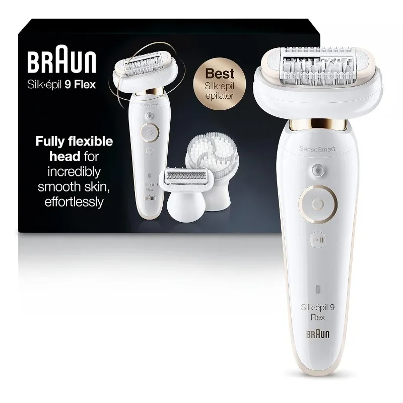 

Braun Epilator Silk-épil 9 9-030 with Flexible Head, Facial Hair Removal for Women and Men, Hair Removal Device