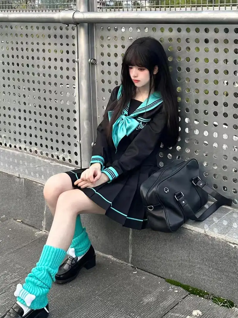 2025 primavera novo original jk uniforme terno japonês menina básico estilo acadêmico doce bonito de manga comprida saia plissada terno de marinheiro