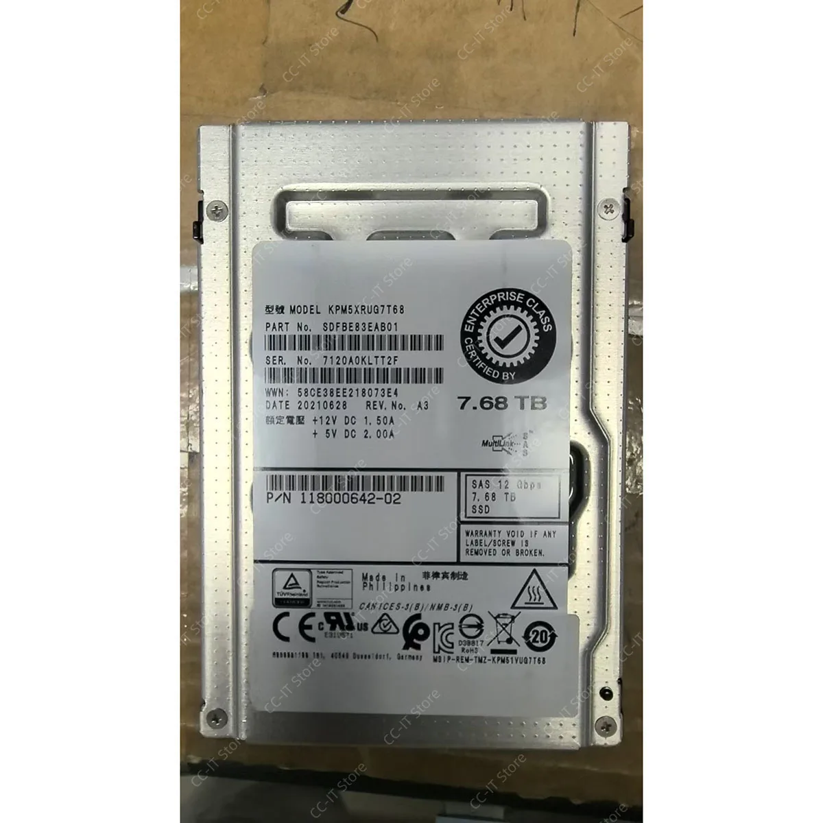 7.68TB 12Gb SAS Enterprise SSD KPM5XRUG7T68 SDFBE83EAB01 118000642-02 Solid State Drive