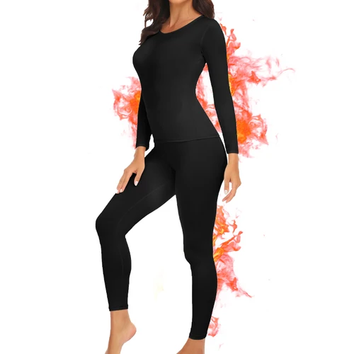 Ropa interior térmica para mujer, ropa interior de otoño e invierno, nuevos conjuntos de pijamas cálidos para mujer, 2 piezas, Legging largo John Top