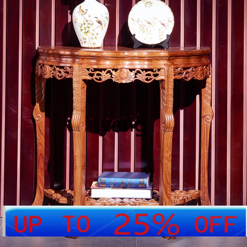 

CX mahogany semi-round table Xuanguantai Chinese all-solid wood furniture Modern table against the wall