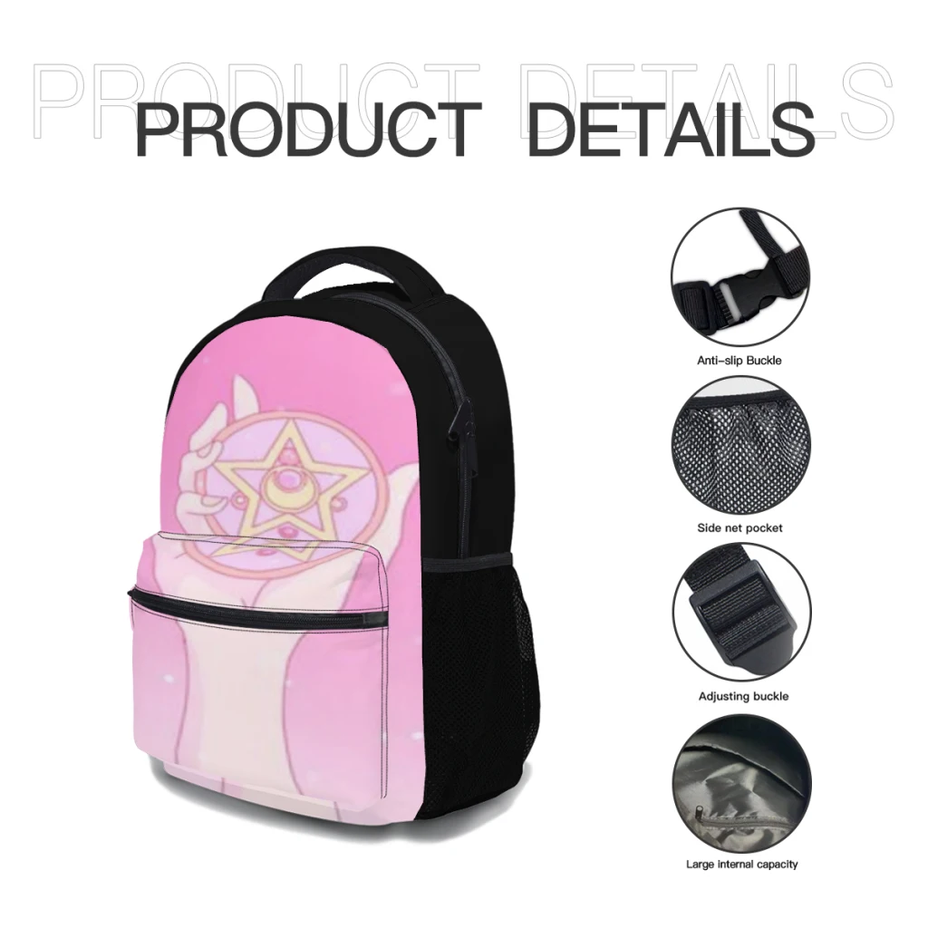 Sailor-moon-mochila impermeável para meninas, mochila de alta capacidade, nova moda, 17 polegadas 