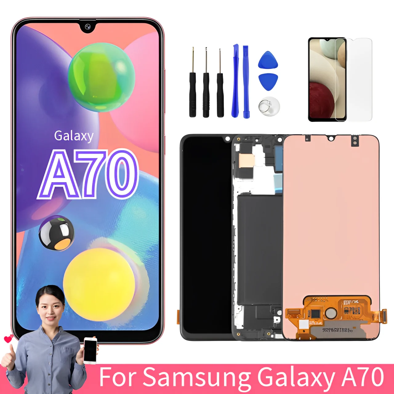 

ЖК-дисплей для Samsung Galaxy A70, цифровой преобразователь сенсорного экрана для Samsung Galaxy a70, запасной ЖК-дисплей 6,7 дюйма для DS A707W, A707FN, DS, A707GM