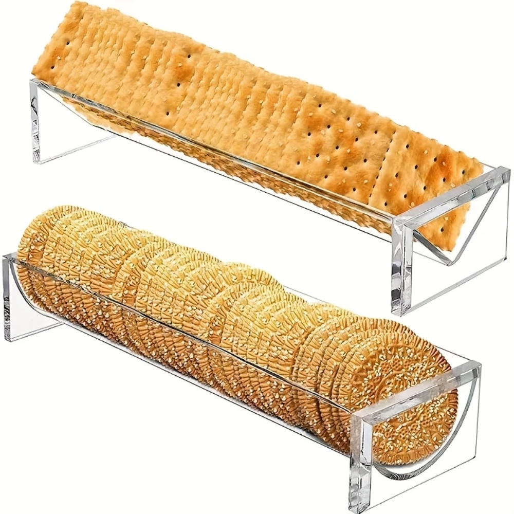 1-2pcs Cracker Tray for Serving, Acrylic Biscuit Stand Cracker Server Holder, Rectangular Clear Food Display Holder for Events
