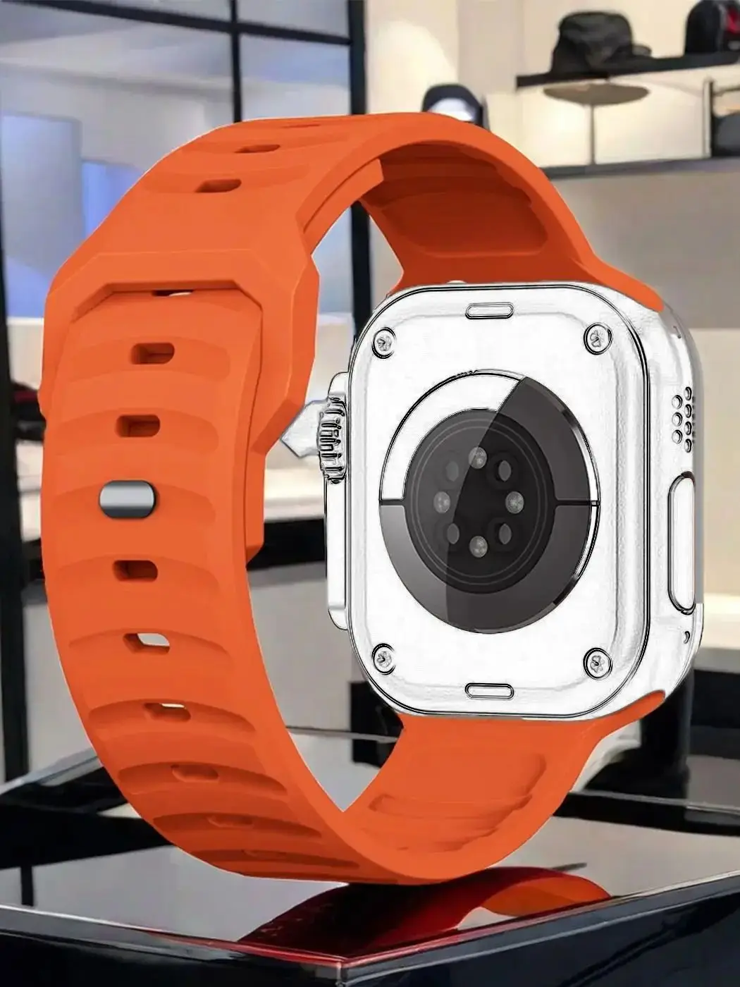 通気性がありファッショナブルなシリコン製時計ストラップ1本、Apple Watchシリーズ10、9、8、7、6、SE、SE2、Ultraに対応