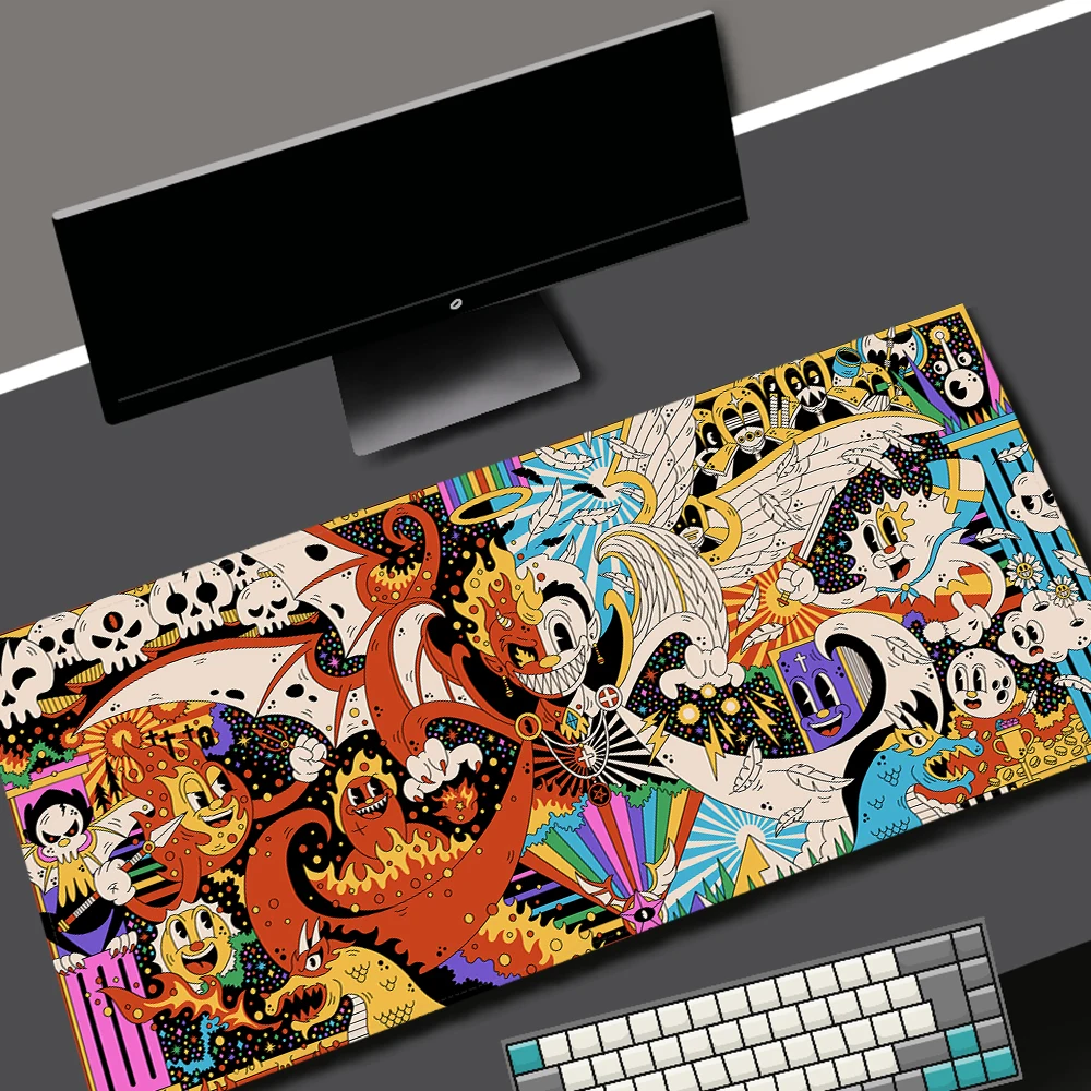 Evil Gaming Mousepad ญี่ปุ่น Art แล็ปท็อป Anime Mouse Pad คอมพิวเตอร์คีย์บอร์ดโต๊ะสํานักงานพรมอุปกรณ์เสริม Playmat แผ่นรองเม้าส์