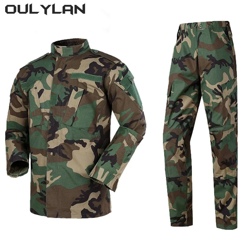 Oulylan Tactical Winter Set Men's Outdoor Windproof Waterproof Suit Multi-Pocket Soft Shell Jackets Sharkskin Work Pant