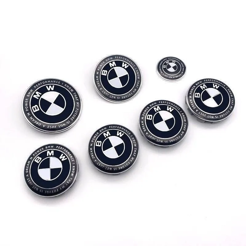 

7Pcs 82mm 74mm 60mm 45mm Used For The 50th Anniversary Of BMW/new Black And White Badge ABS Badge For Wheel Rim And Hub Cap