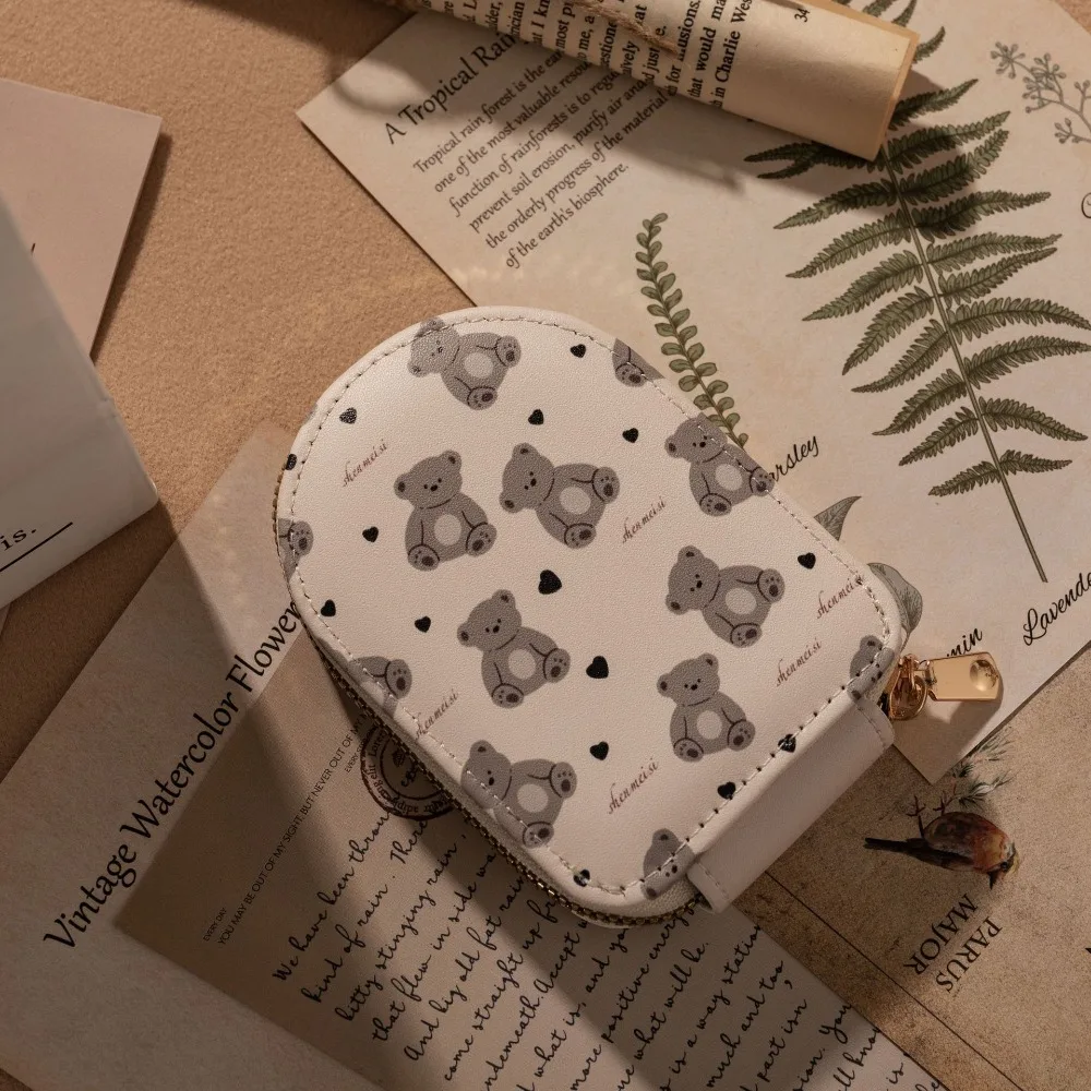

Cute PU Leather Card Case Multi-slot Large Capacity ID Card Holder Zipper Mini Wallets