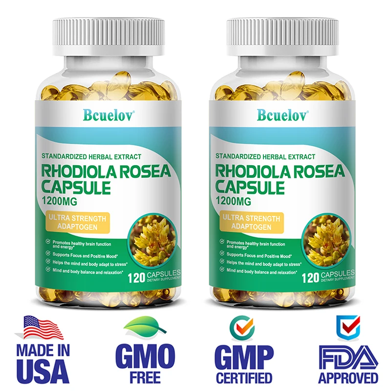 Natural Rhodiola Rosea Extract -1200mg Super Absorption Helps with Brain Function, Relaxation, Stress and Mood Support