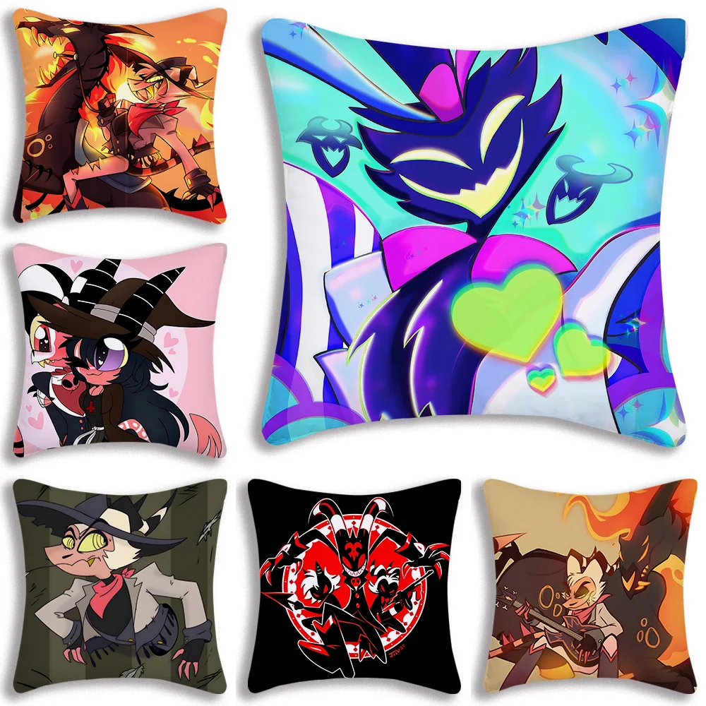 H-Helluva Boss Pillow Covers Cartoon Sofa Decorative Home Double-sided Printing Short Plush Cute Cushion Cover