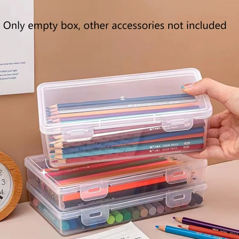 New 1PC Storage Organizer Box Large Capacity Plastic Pencil Box Stackable Translucent Clear Pen Box Office Supplies