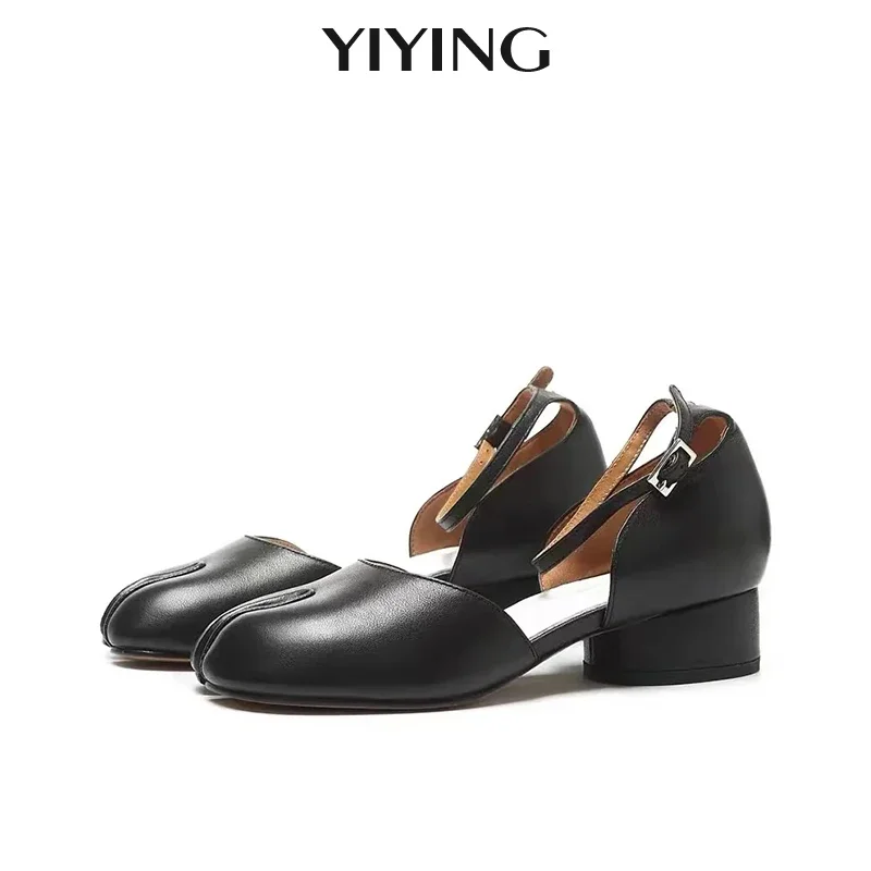 Fashion Buckle Strap Women Sandals 2024 Summer Ladies Pumps Luxury Brand Design Slipt Toe Shoes Women Chunky Round High Heels