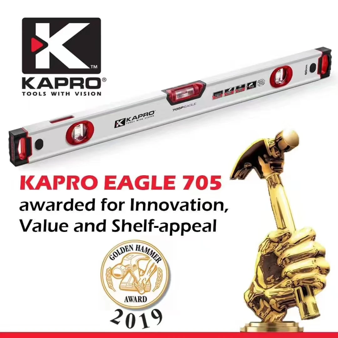 Kapro - 705 Eagle Box Level - OPTIVISION & Acrylic Vials, and Wall-Grip - For Masonry and Concrete Jobs - VPA Tested