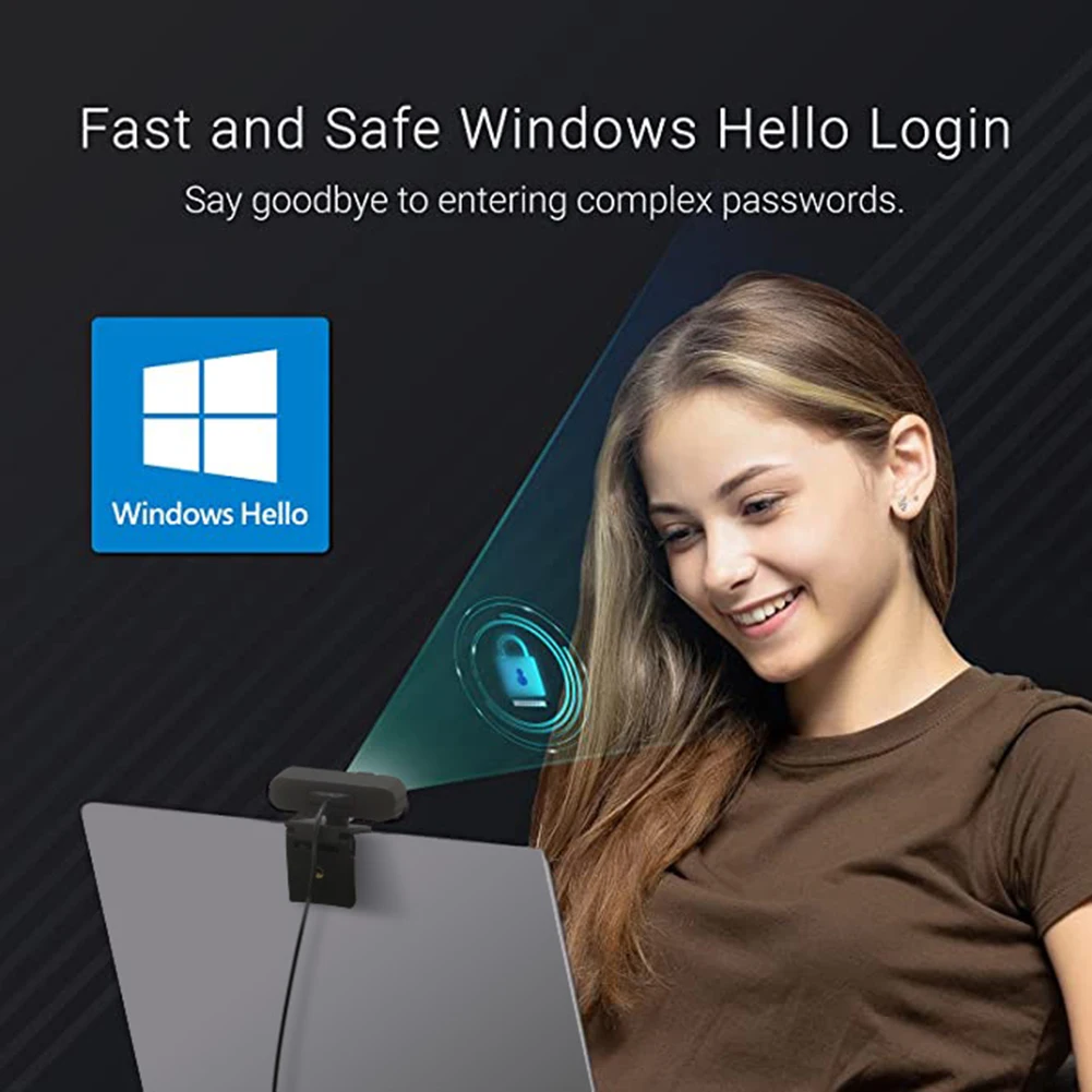 

2K Cam Log-on with Windows Hello 500MP Facial Recognition 85 Degree Lens PC Computer Laptop Camera For Window 11/10