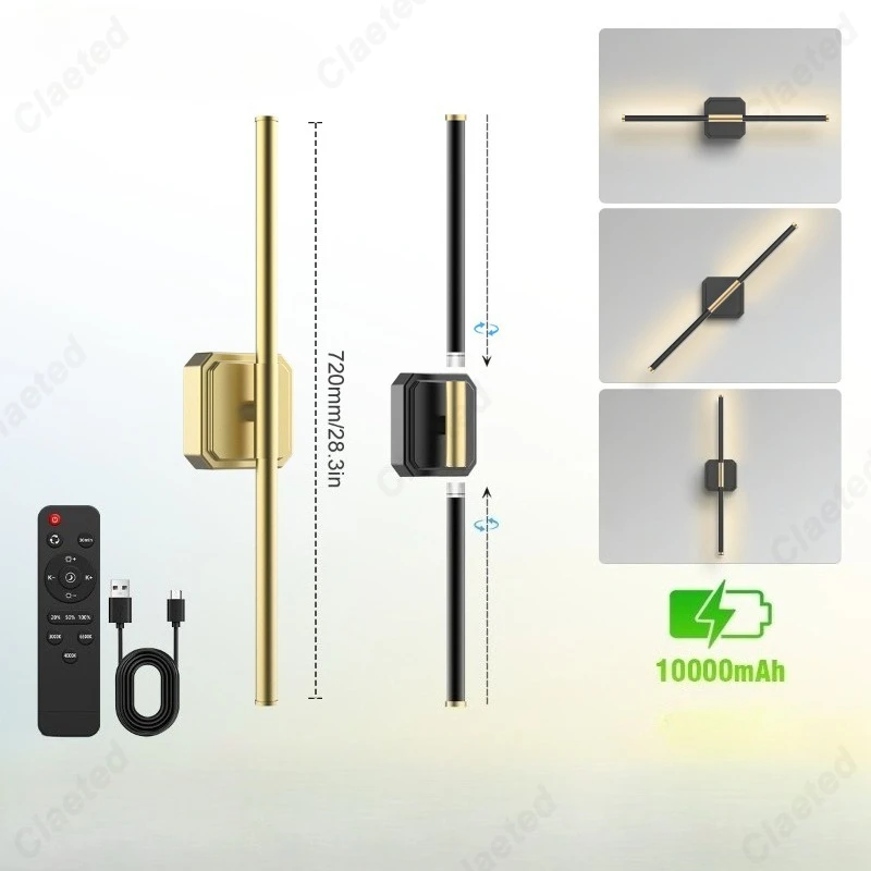 

Новый светодиодный двойной разделенный настенный светильник без проводов для гостиной, кабинета, спальни, прикроватное освещение для чтения