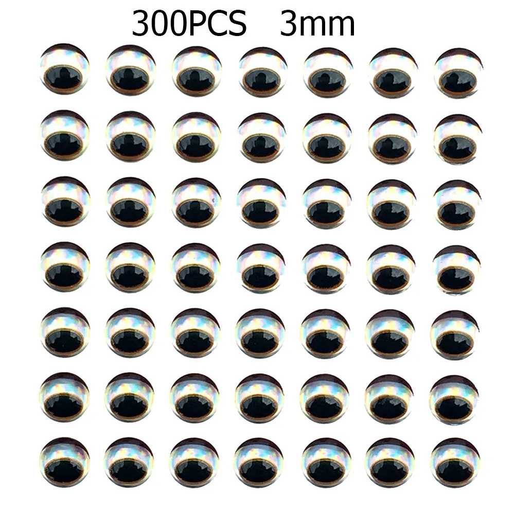 Leurre de pêche holographique 3D en forme de pupille, 300 pièces de 3/4/5/6mm, accessoires pour pêcher à la mouche