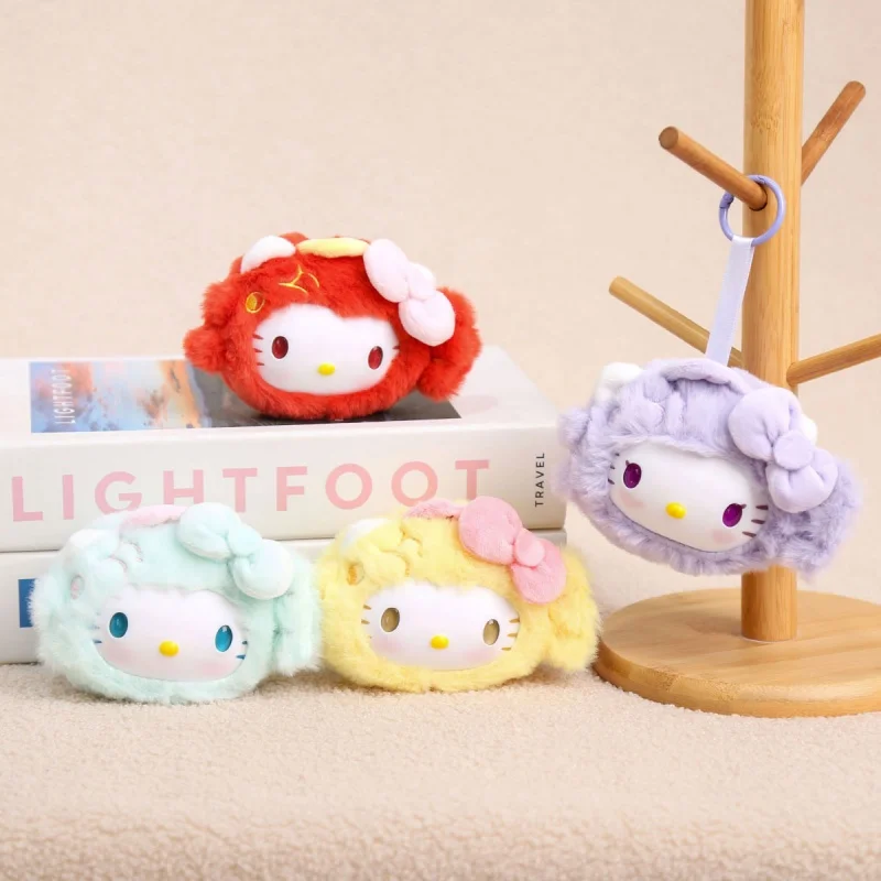 Sanrio Hello Kitty Dopamina Colore Fiocco Vinile Koi Gatto Morbido Peluche Portachiavi Studente Zainetto Ornamento Decorazione Appesa Regalo