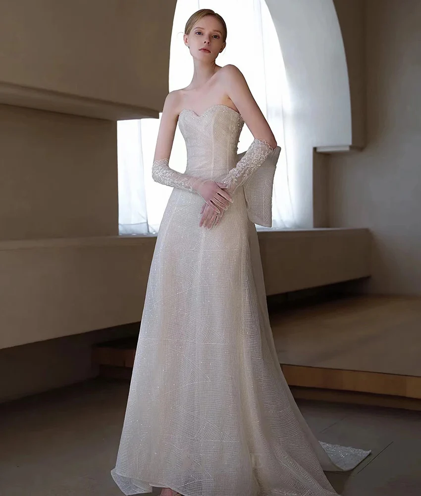 

Customized Graceful Tulle Mermaid 3D Bow Beading Lace Evening Dress Temperament Sweetheart Sleeveless Floor Length Prom Gowns