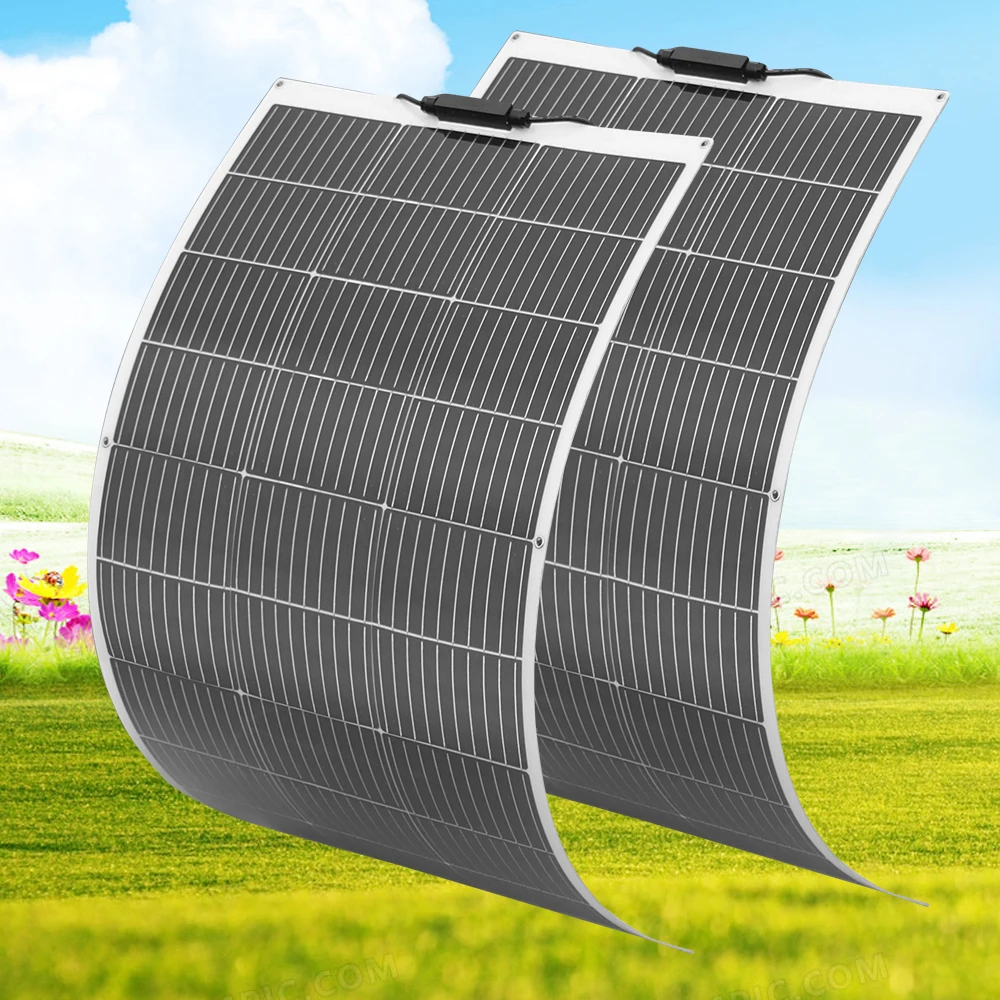 Flexible Solar Panel Mono 200W 100W 12 Volt for Marine RV Trailer Boat Cabin Van Car motorhome camping 12V / 24V Battery Charge