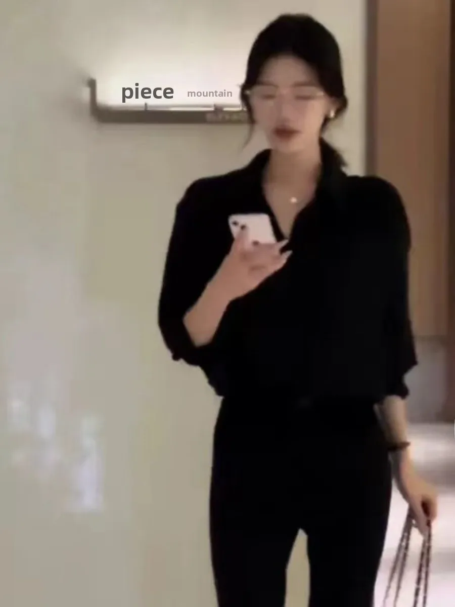 Colletto Ele Lungo Sve irt Design ampio da donna Autunno Bla Faionable oulder Bore Cardigan Sle Poliestere