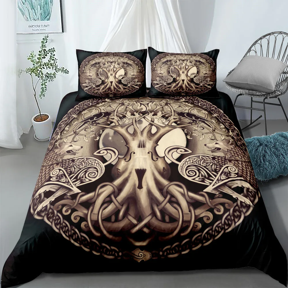 

Vigvisir Viking Art Constellation Bedding Set EU Single Double King US Twin Full Queen King Ethnic Duvet Cover Set For Halloween