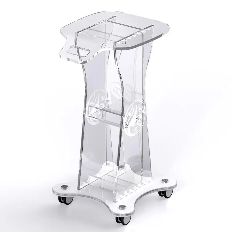 Beauty Salon Instrument Special Trolley Shelf Transparent Acrylic with Guardrail