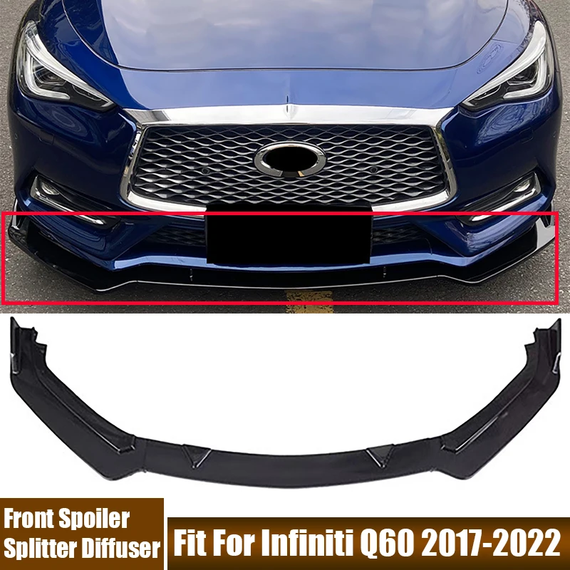 

3Pcs/Set Front Bumper Lip Spoiler Splitter Diffuser Bodykits Fit For Infiniti Q60 2017 2018 2019 2020 2021 22022 Car Accessories