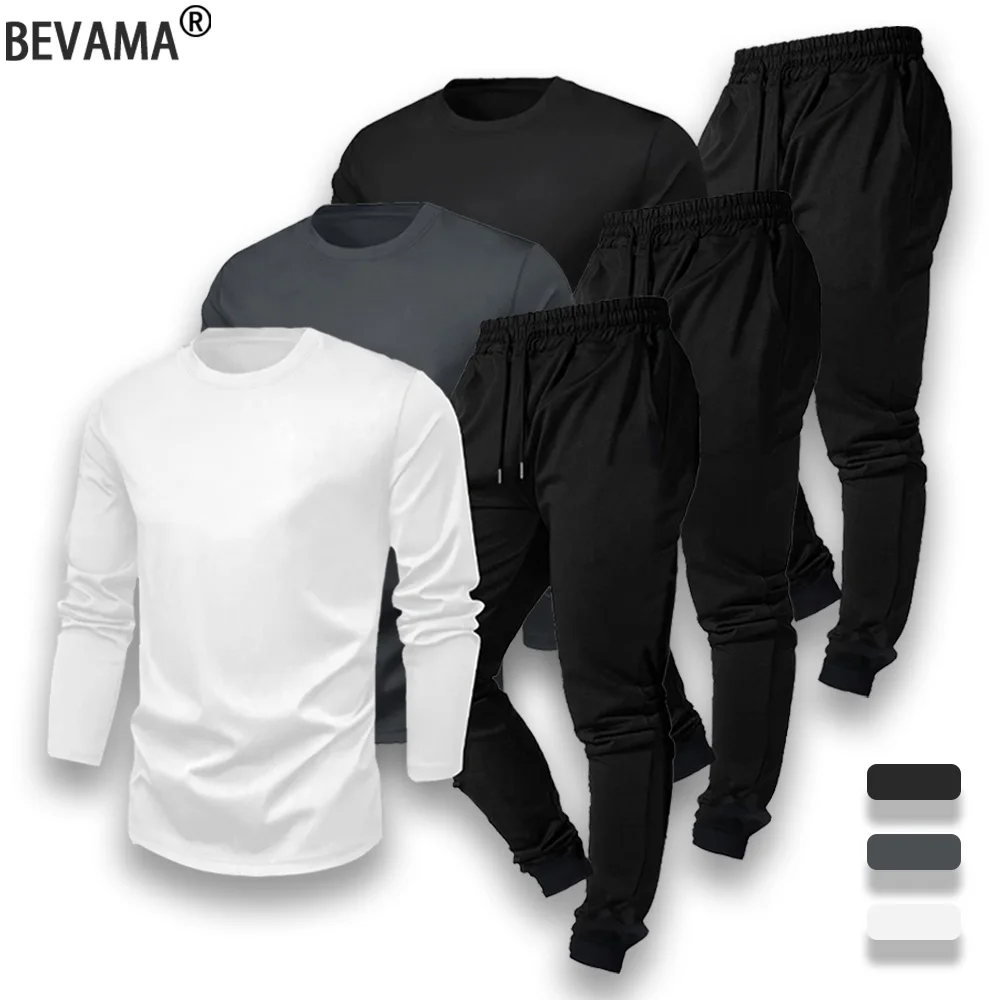 

Sports Hot Sale Men's Tracksuit Casual Long Sleeves Pullover + Pants 2 Sets Daily Round-neck Sweatshirts and Jogging Sweatpants
