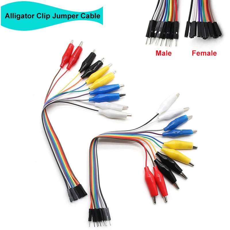 

Double Head Alligator Clip Jumper Wire DIY Connection 20cm 30cm 10pins Male and Female Test Leads Crocodile Clip Jumper Cable