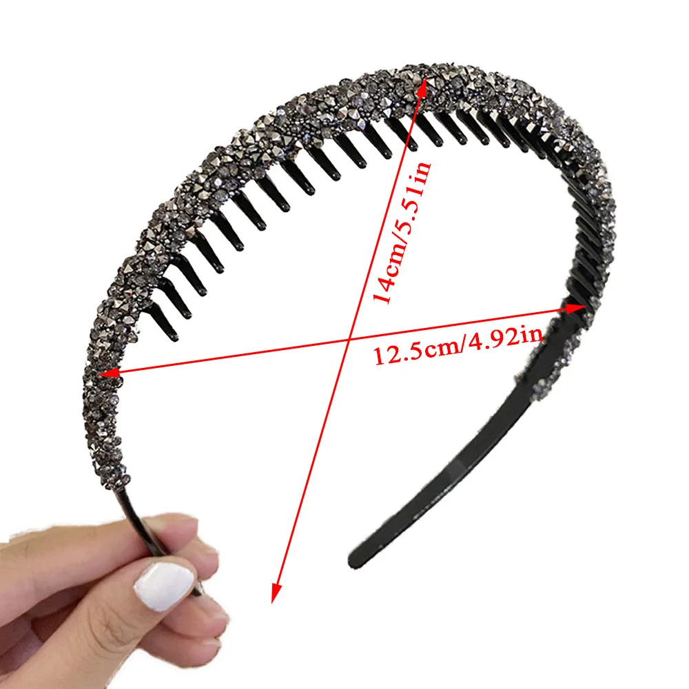 Luxury Rhinestones Headbands For Women Non-Slip Toothed Washing Face Hair Hoop Headwear Shiny Crystal Hair Accessories Hairband