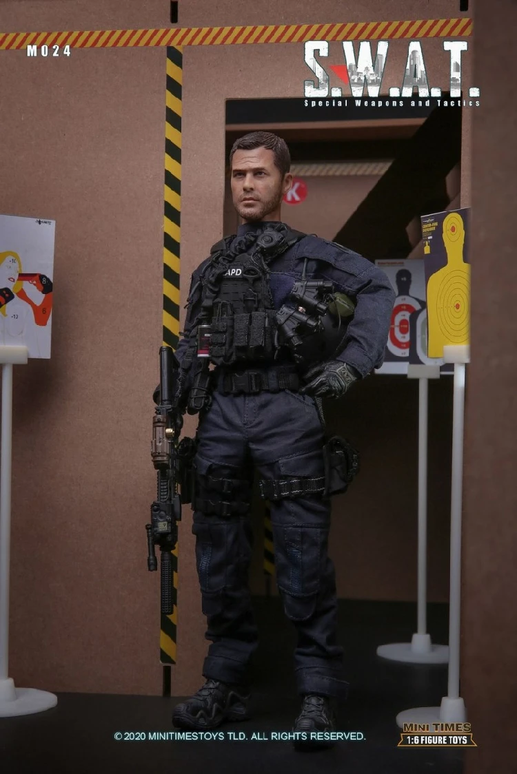 

1/6th Mini Times Toys M024 SWAT 2.0 LAPD Male Soldier Figure Special Weapons & Tactics Set For Collection