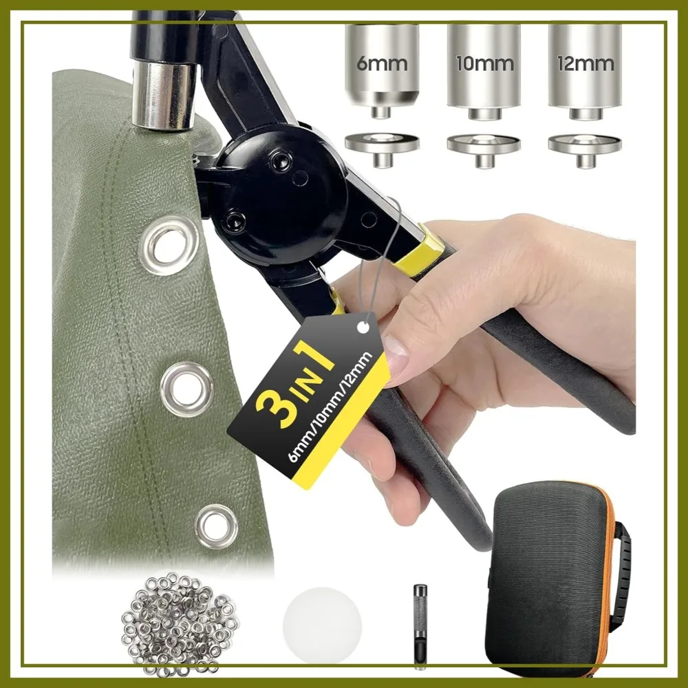 

1/2 1/4 3/8 Multi-Size Hole Punch Set, 608 Pcs Heavy Duty Grommet Kit for Tarps, Fabric, Leather, Tents, Vinyl, Canvas