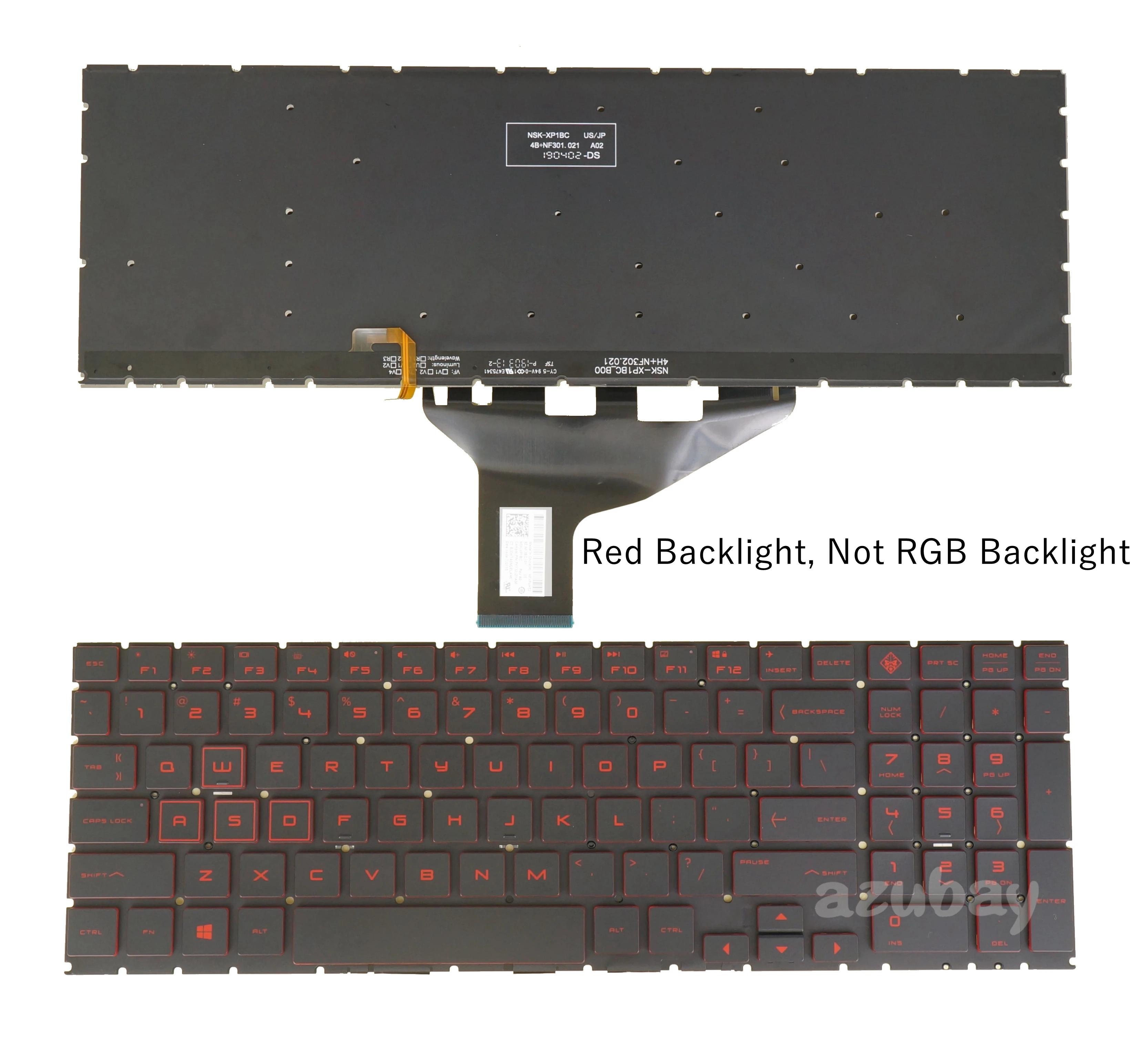 US Keyboard For HP Omen 15-dh1xxx 15-dh1000 15t-dh100 CTO NSK-XP1BC 9Z.NF3BC.101 PK132JZ1A00 Red Backlit