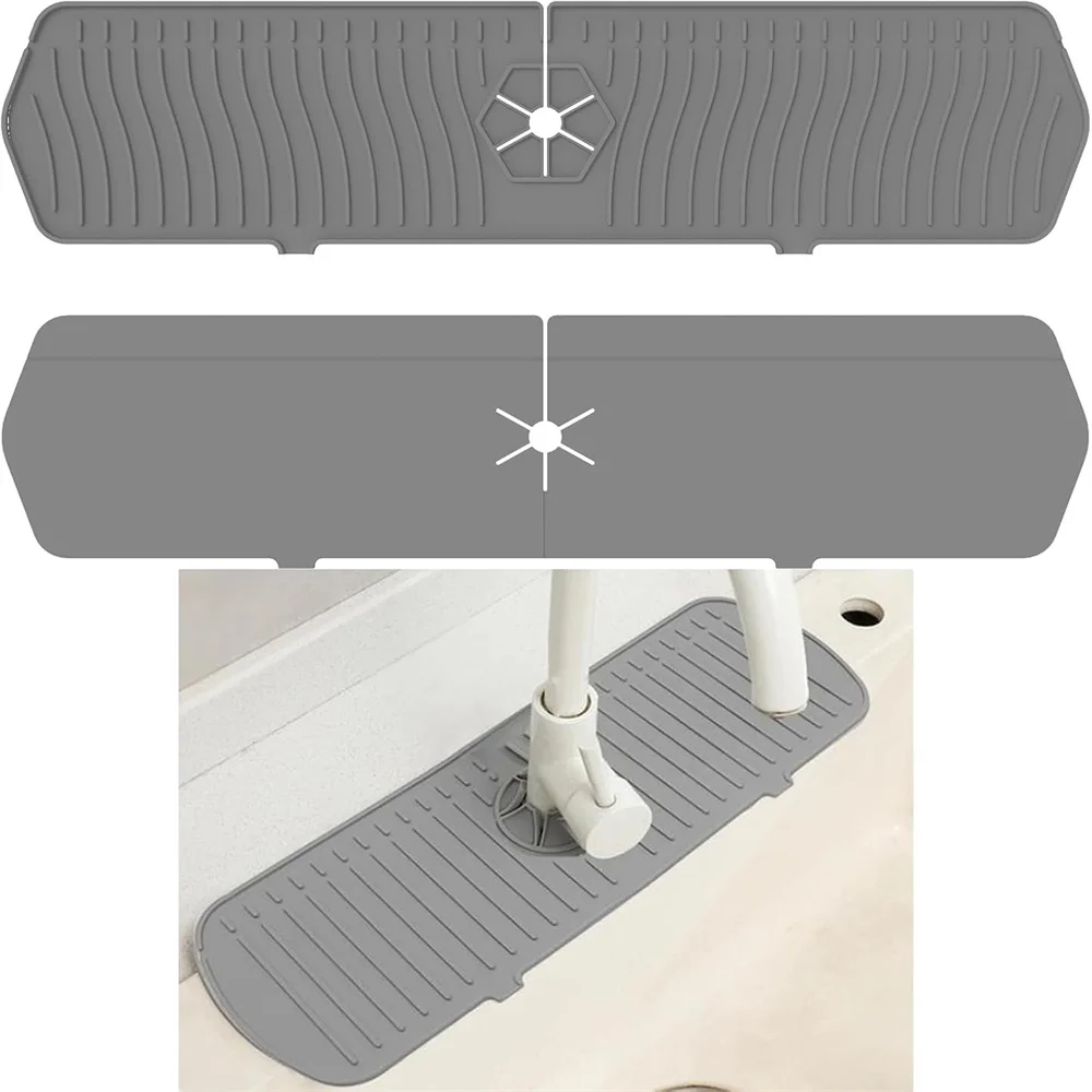 Silicone Drain Mat, Kitchen Faucet Sink Splash Guard,  Sink Draining Pad Behind Faucet,For Kitchen & Bathroom Countertop Protect