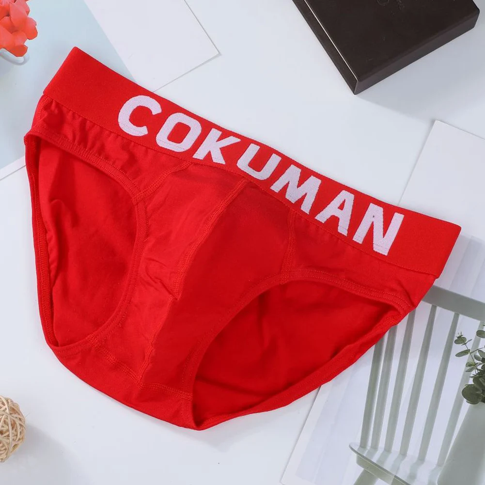 Men Cotton Blend Soft Briefs Breathable Sweat Absorption Bulge Pouch Sports Fashion Letter Triangle Underwear