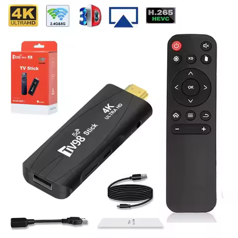 TV98 Mini TV Stick Android 12.1 4K HD 2G 16G TV Box 2.4G 5G Dual Wifi Smart TV Box H313 Media Player TV Receiver Set Top Box