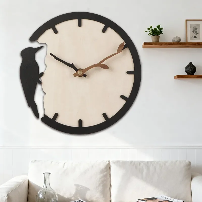 for Woodpecker Wall Clock Vintage Engraving Dynamic European Mute 3 Woodpecker Wall Clock Foreign Trade Watch